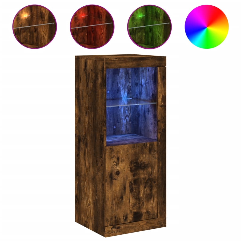 Credenza con Luci LED Rovere Fumo 41x37x100 cm