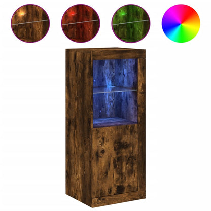 Credenza con Luci LED Rovere Fumo 41x37x100 cm