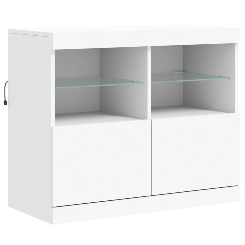 Credenza con Luci LED Bianca 81x37x67 cm