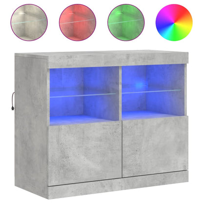 Credenza con Luci LED Grigio Cemento 81x37x67 cm