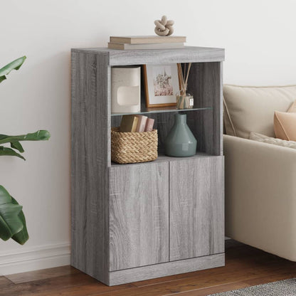 Credenza con Luci LED Grigio Sonoma 60,5x37x100 cm