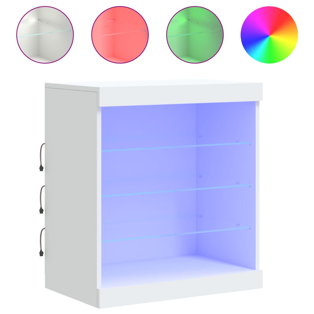 Credenza con Luci LED Bianca 60,5x37x67 cm