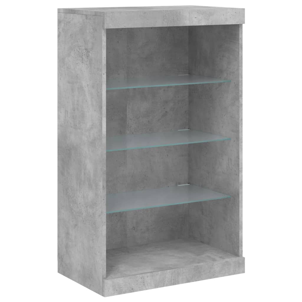 Credenza con Luci LED Grigio Cemento 60,5x37x100 cm
