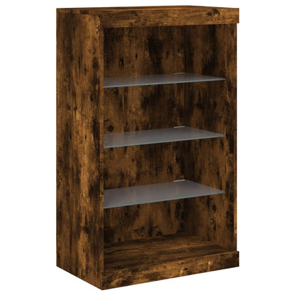 Credenza con Luci LED Rovere Fumo 60,5x37x100 cm