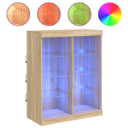 Credenza con Luci LED Rovere Sonoma 81x37x100 cm