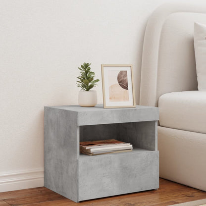 Comodino con Luci LED Grigio Cemento 50x40x45 cm