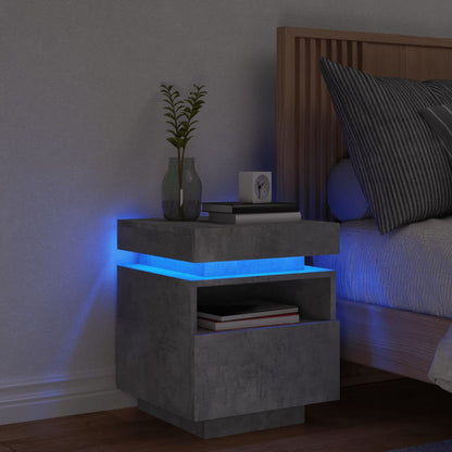 Comodino con Luci LED Grigio Cemento 40x39x48,5 cm