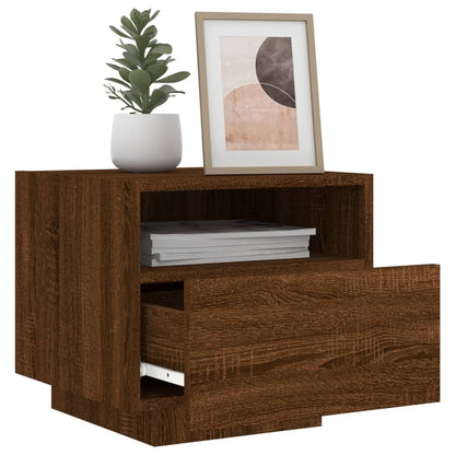Comodini con Luci LED 2pz Rovere Marrone 40x39x37 cm