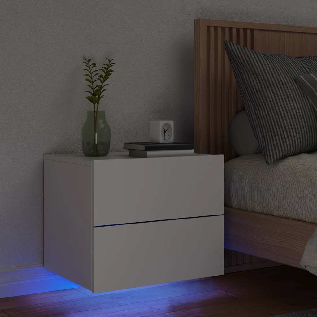 Comodino a Parete con Luci LED Bianco