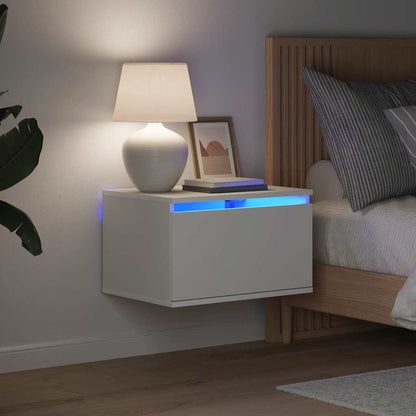 Comodino a Parete con Luci LED Bianco