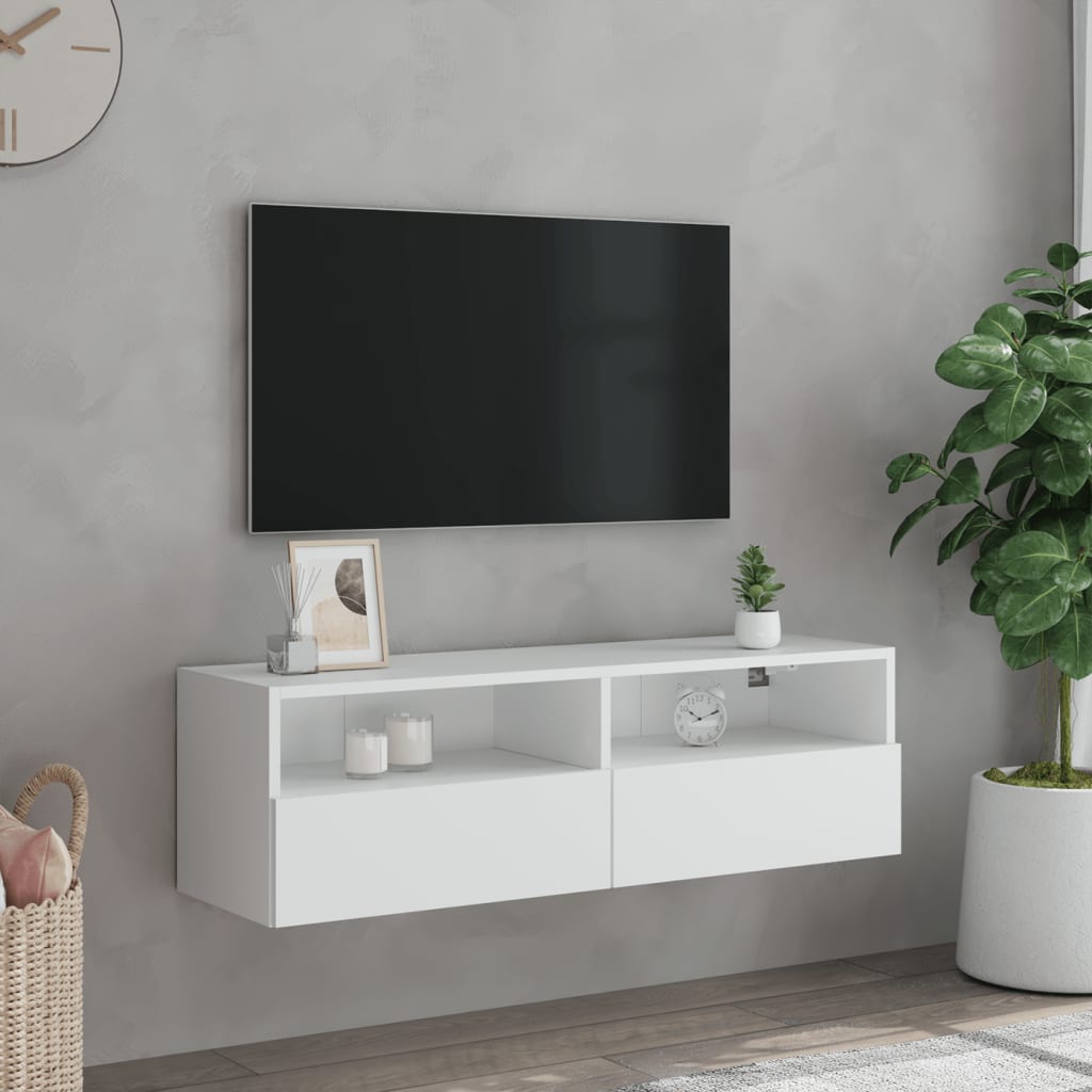 Mobile TV a Parete Bianco 100x30x30 cm in Legno Multistrato