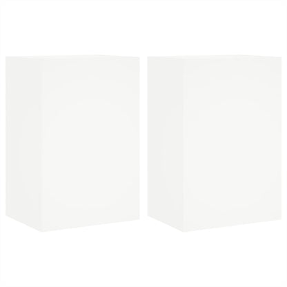 Mobili TV a Parete 2pz Bianchi 40,5x30x60 cm Legno Multistrato