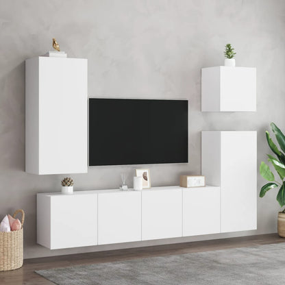 Mobili TV a Parete 2pz Bianchi 80x30x41 cm