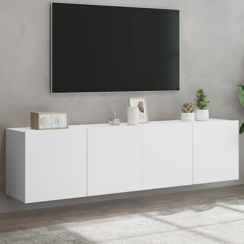 Mobili TV a Parete 2pz Bianchi 80x30x41 cm