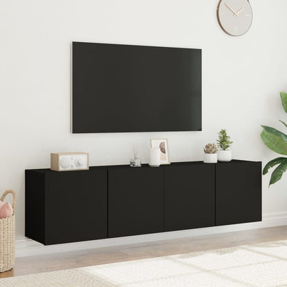 Mobili TV a Parete 2pz Neri 80x30x41 cm