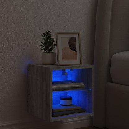 Mobile TV a Parete con Luci LED Grigio Sonoma 30x28,5x30 cm