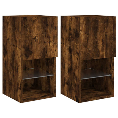 Mobili Porta TV con Luci LED 2 pz Rovere Fumo 30,5x30x60 cm