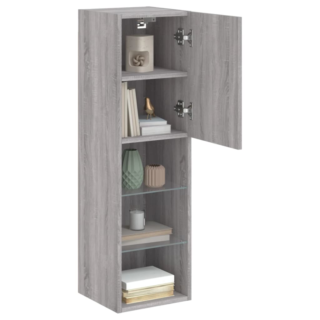 Mobili TV con Luci LED 2pz Grigio Sonoma 30,5x30x102 cm