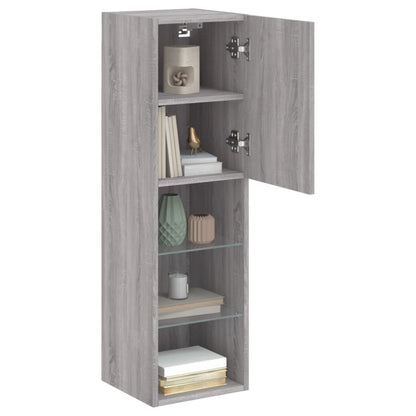 Mobili TV con Luci LED 2pz Grigio Sonoma 30,5x30x102 cm