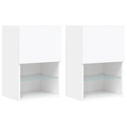 Mobili Porta TV con Luci LED 2 pz Bianchi 40,5x30x60 cm