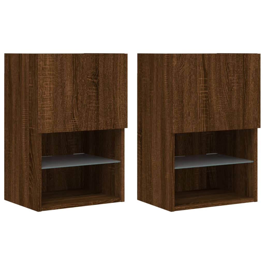 Mobili Porta TV con Luci LED 2 pz Rovere Marrone 40,5x30x60 cm