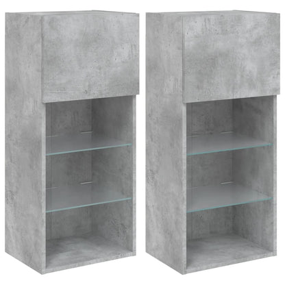 Mobili TV con Luci LED 2pz Grigio Cemento 40,5x30x90 cm