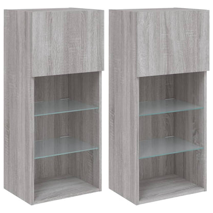 Mobili TV con Luci LED 2pz Grigio Sonoma 40,5x30x90 cm