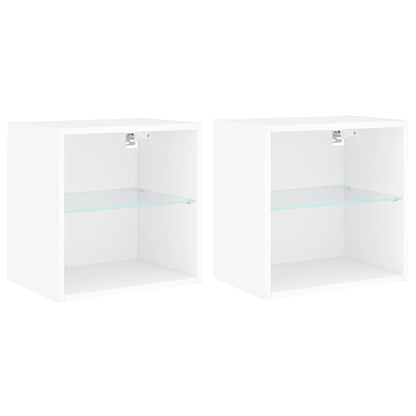 Comodini con Luci LED a Parete 2pz Bianchi