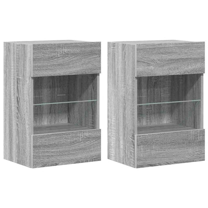 Mobili da parete con luci LED per TV 2pz Grigio Sonoma 40x30x60,5 cm
