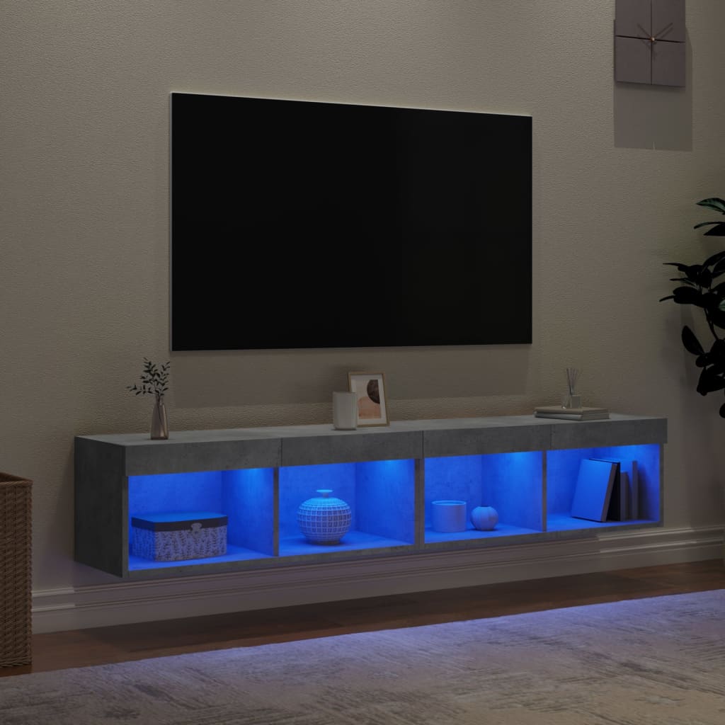 Mobili TV con Luci LED 2pz Grigio Cemento 80x30x30 cm