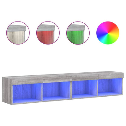 Mobili Porta TV con Luci LED 2 pz Grigio Sonoma 80x30x30 cm