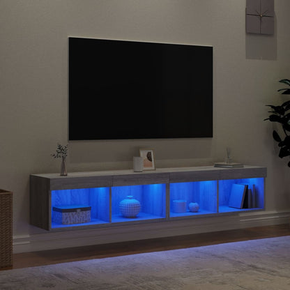Mobili Porta TV con Luci LED 2 pz Grigio Sonoma 80x30x30 cm