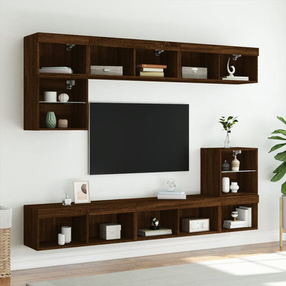 Mobili Porta TV con Luci LED 2 pz Rovere Marrone 80x30x30 cm