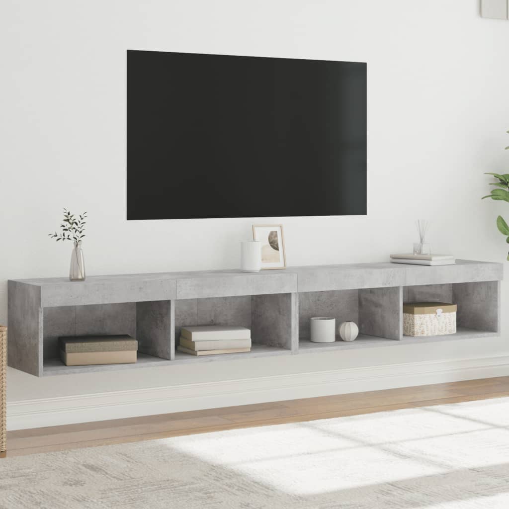 Mobili TV con Luci LED 2pz Grigio Cemento 100x30x30 cm