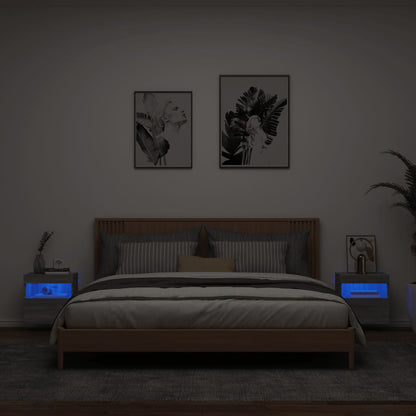 Mobili TV a Parete con Luci LED 2pz Grigio Sonoma 40x30x40 cm