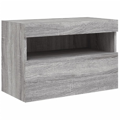 Mobile TV a Parete con Luci LED Grigio Sonoma 60x30x40 cm