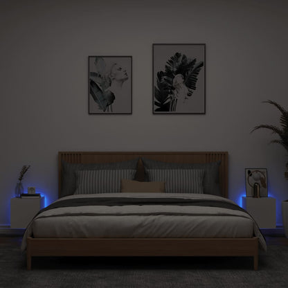 Mobili TV a Parete con Luci LED 2pz Bianchi 30,5x35x30 cm