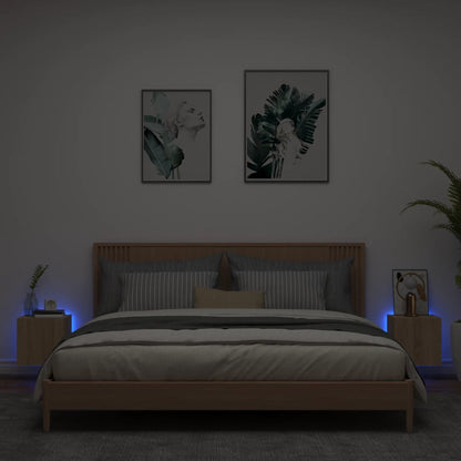 Mobili TV a Parete con Luci LED 2pz Rovere Sonoma 30,5x35x30 cm