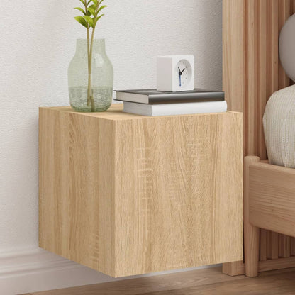 Mobili TV a Parete con Luci LED 2pz Rovere Sonoma 30,5x35x30 cm