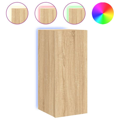 Mobile TV a Parete con Luci LED Rovere Sonoma 30,5x35x70 cm