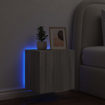 Mobile TV a Parete con Luci LED Grigio Sonoma 40,5x35x40 cm