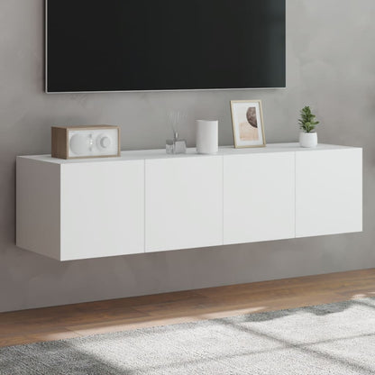 Mobili TV a Parete con Luci LED 2pz Bianchi 60x35x31 cm