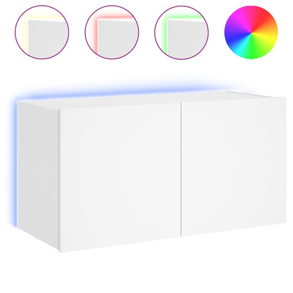 Mobile TV a Parete con Luci LED Bianco 80x35x41 cm
