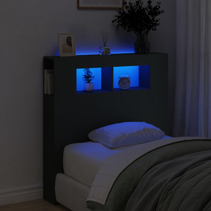 Testiera LED Nera 100x18,5x103,5 cm Legno Multistrato