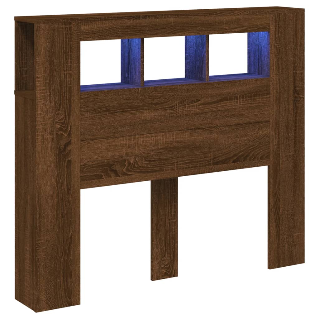 Testiera LED Rovere Marrone 120x18,5x103,5 cm Legno Multistrato