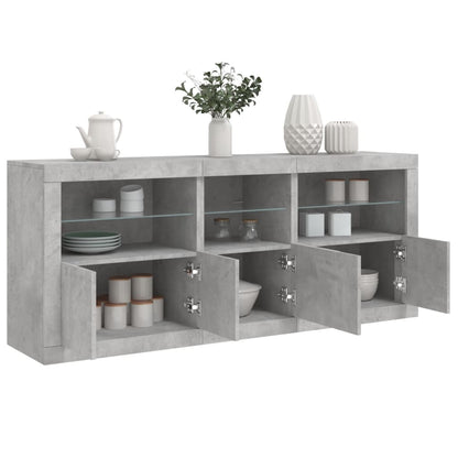 Credenza con Luci LED Grigio Cemento 162x37x67 cm