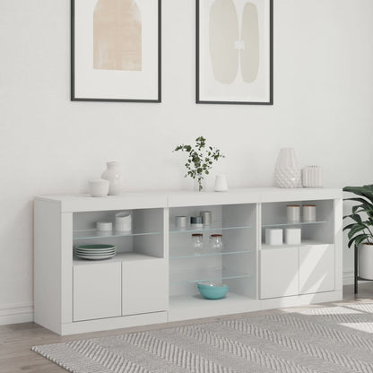 Credenza con Luci LED Bianca 181,5x37x67 cm