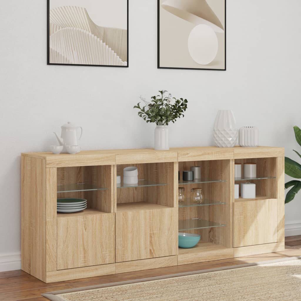 Credenza con Luci LED Rovere Sonoma 164x37x67 cm
