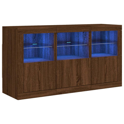Credenza con Luci LED Rovere Marrone 123x37x67 cm
