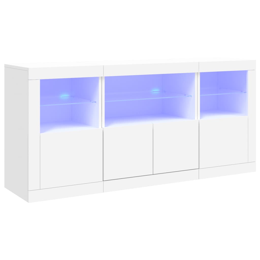 Credenza con Luci LED Bianca 142,5x37x67 cm